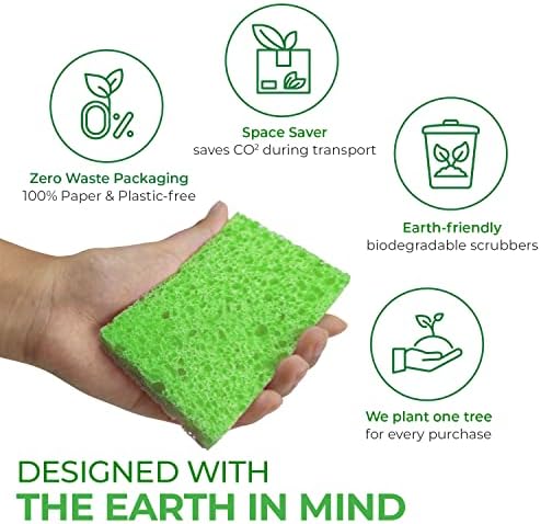 AIRNEX Compressed Cellulose Sponges - 16 Pack Natural Pop Up Dish Sponge for Kitchen - Compostable Plant-Based Cleaning Sponges Bulk – Non Scratch Natural Sponge for Dishes & Household Cleaning - Image 6
