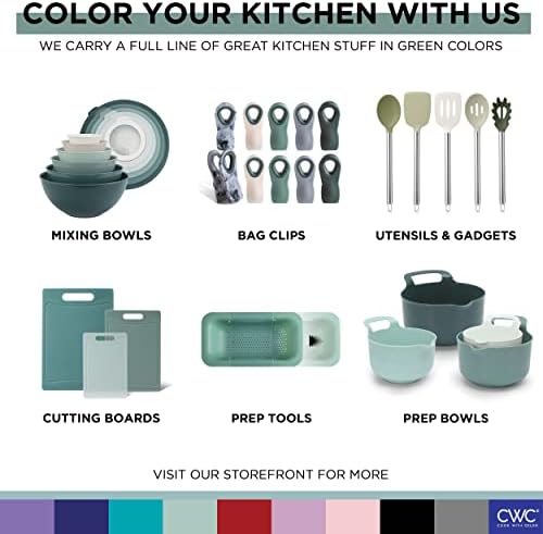 COOK WITH COLOR Bamboo Kitchen Utensil Set with Drawer Organizer | Cooking Tools and Storage Caddy, Sage, 18 Piece Gadget Set - Image 7