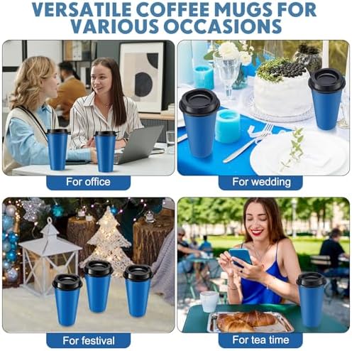 Honeydak 45 Pack 16 oz Reusable Coffee Cups with Lids Water Bottle Iced Coffee Travel Mug Reusable Portable Plastic Tea Tumblers Bulk for Hot and Cold Drinks Birthdays Party(Classic,Navy Blue) - Image 6