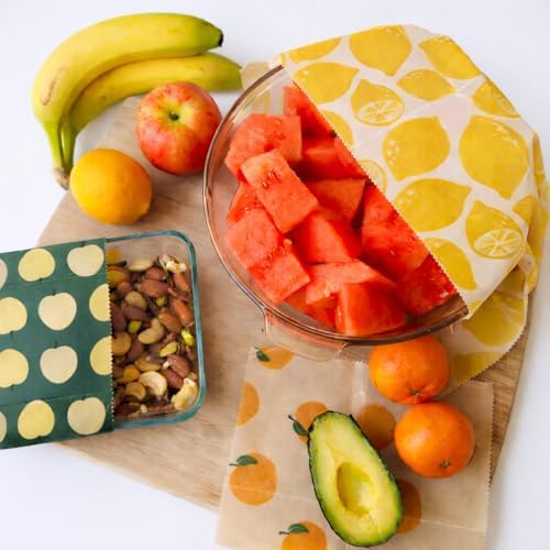 Truebee Reusable Beeswax Food Wraps 7-Pack Summer Orchard – Non Toxic, Plastic Free, Silicone Free, Sustainable, Environmentally Friendly, Organic Cotton Beeswax Wraps (S, M, L) - Image 6