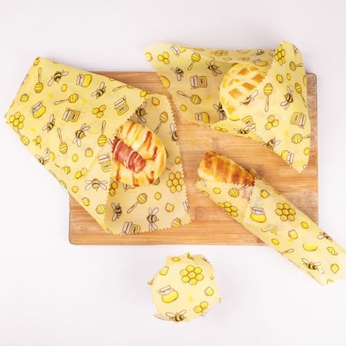 Reusable Beeswax Food Wraps, 9 Pack - Assorted Sizes (XS,S, M, L) | Organic Cotton, Eco Friendly, Plastic Free | Honeycomb Design - Image 7