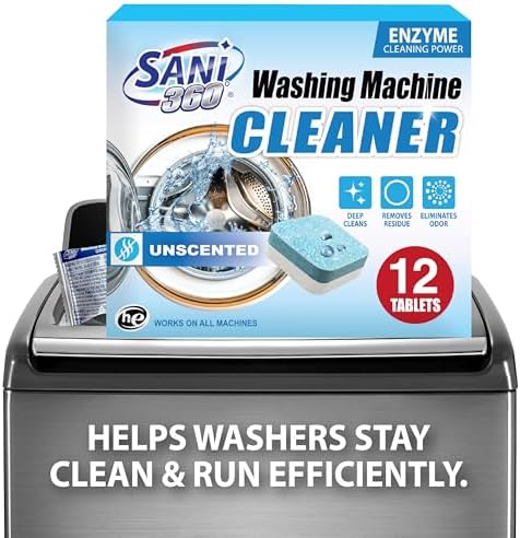 SANI 360° Washing Machine Cleaning tablets, 12 pack is Formulated with Enzyme, Deep Cleans and Deodorizes Front and Top Loading Washers use up to 1-year supply Unscented - Image 7
