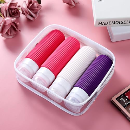Mrsdry Travel Bottles for Toiletries, Tsa Approved 3oz Portable Travel Bottles, BPA Free Leak Proof Squeezable Silicone Travel Size Containers, Travel Accessories with Clear Toiletry Bag (4 Pack) - Image 7