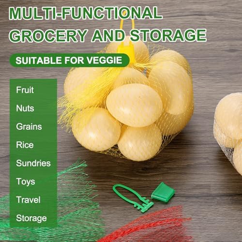 uxcell 150pcs Egg Hatching Bags, 12 Inch Mesh Nylon Netting Reusable Produce Mesh Bags Strong Stretchable Plastic Seafood Boil Bags for Fruits Vegetables Storage, Green - Image 7