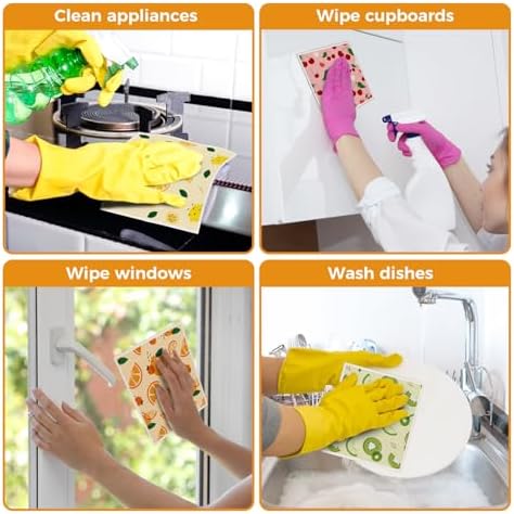 wlich 10 Pack Swedish Dishcloths, Reusable Kitchen Towels with Clips, Fruit - Image 6