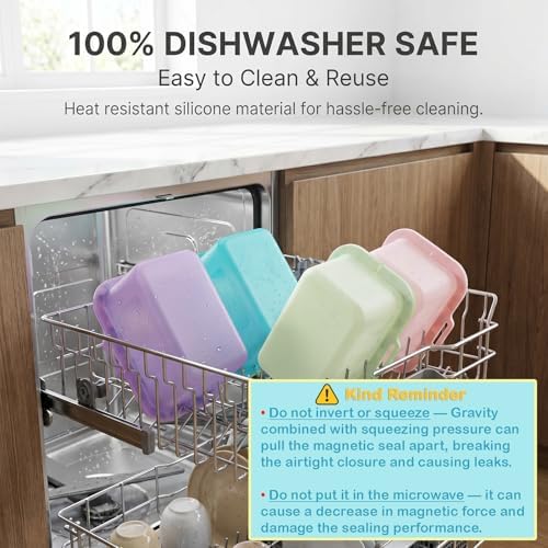 Reusable Silicone Food Storage Bags(2 Pack), Magnetic Seal, 68oz, Pink - Image 7