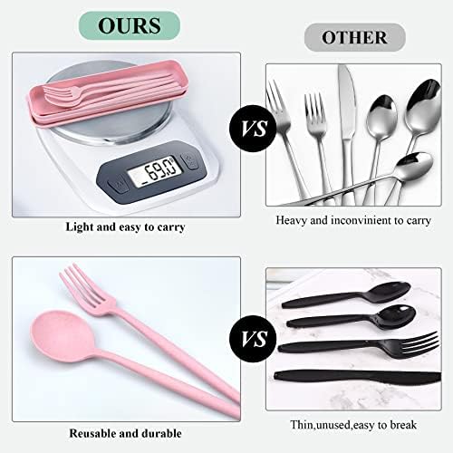 DISSKNIC 4 Sets Travel Utensils with Case, Cutlery Set Chopsticks Fork Spoon Knife with Case, Reusable Plastic Utensils Sets for Lunch Box Accessories,Portable Lunch Box Utensils Set for Daily Use - Image 7