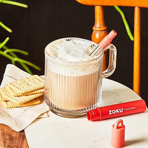 Zoku Reusable Metal Straw with Case, Collapsible Travel Straw - Red - Image 6