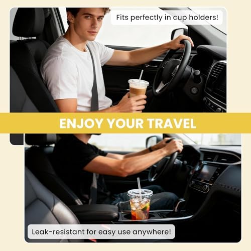 100 Pack 16 oz Plastic Cups with Lids and Straws, Clear Disposable Plastic Cups, Heavy Duty Iced Coffee Cups with Leak-Resistant Lids, Cold Drink Cups for Smoothies, Juice, Soda & Party To Go - Image 6