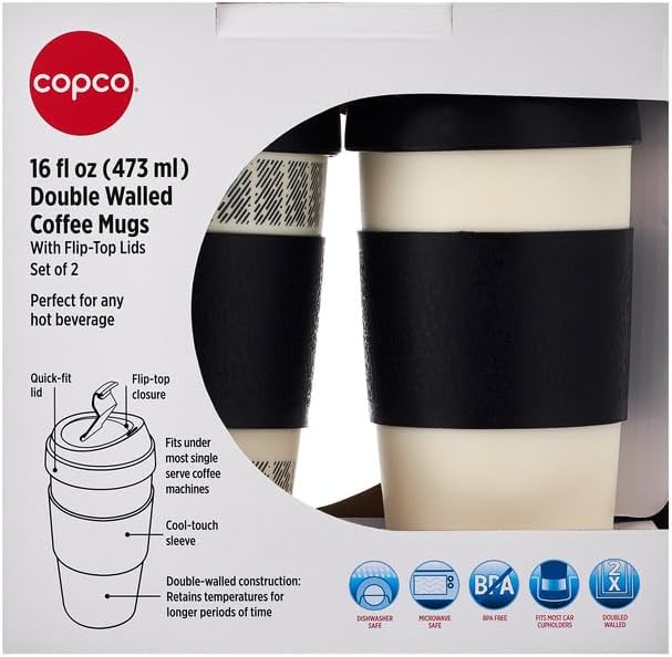 Copco 5237160 Reusable, Insulated Double Wall Travel Mugs 16-ounce White/Black , 2 Count ( Pack of 1) - Image 6