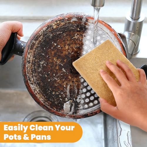 Kifmurase 60PCS Natural Kitchen Sponges, Eco-Friendly Plant-Based Sisal Sponges for Dishes, Non-Scratch Cleaning Scrub Pads, Heavy Duty Dishes Pan and Pot Scrubber for Kitchen Bathroom Household - Image 7