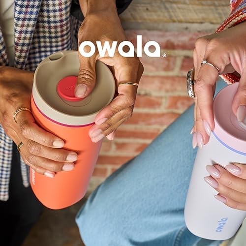 Owala SmoothSip Slider Insulated Stainless Steel Coffee Tumbler, Reusable Iced Coffee Cup, Hot Coffee Travel Mug, BPA Free 12 oz, Grey/Blue (Beachy Breeze) - Image 5