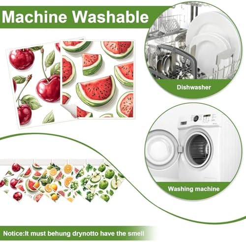 6 Pack Swedish Dishcloths for Kitchen - Reusable Dish Paper Towels Cloths Washable,Absorbent Cellulose Cleaning Sponge Cloth Wipes Quick Dry, Decorative Tea Towels,No Odor Biodegradable(Fruit) - Image 6