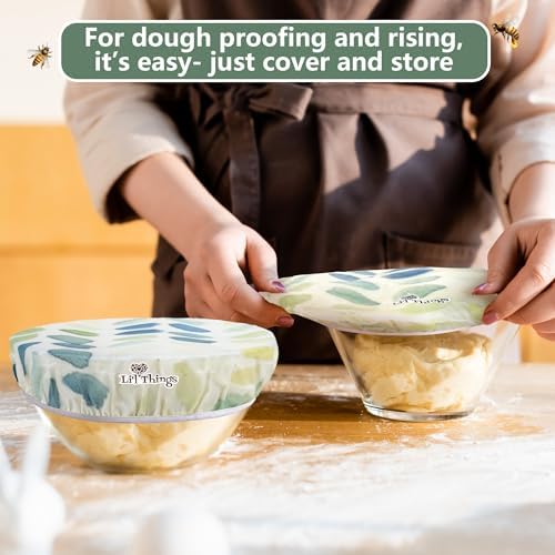 Beeswax Bowl Covers Set of 5 (XS–XL) – Reusable Elastic Food Covers for Bowls – Organic Cotton with Beeswax, Washable & Plastic-Free | Li’l Things – Paintbrush - Image 7