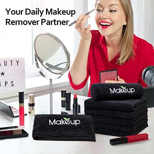 Orighty Microfiber Makeup Remover Cloths - Super Soft, Quick Dry Face Towels for Cleansing, 13 x 13 Inch, 6 Count, Black (Pack of 3) - Image 7