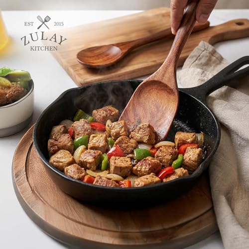 Zulay Kitchen 6 Piece Wooden Spoons for Cooking – Natural Teak Wooden Utensil Set, Easy to Clean, Durable, Smooth with Comfort Grip - Non Toxic Wooden Cooking Utensil Sets - Image 6