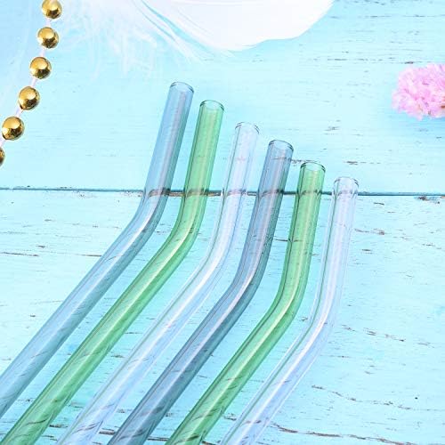 Reusable Glass Straws - 9" L x 8 mm W - Smoothie Drinking Straws for Smoothie, Milkshakes, Pack of 6 with 1 Cleaning Brush (mix4) - Image 7