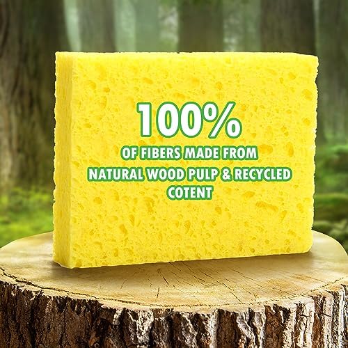 Compressed Natural Cellulose Sponges 24 Pack Regular Size Multicolor Soft Reusable Non-Scratch Long-Lasting Basics Dish Washing Sponges for Kitchen Cookware and Bathroom, DIY Cuts-Out for Fun - Image 6