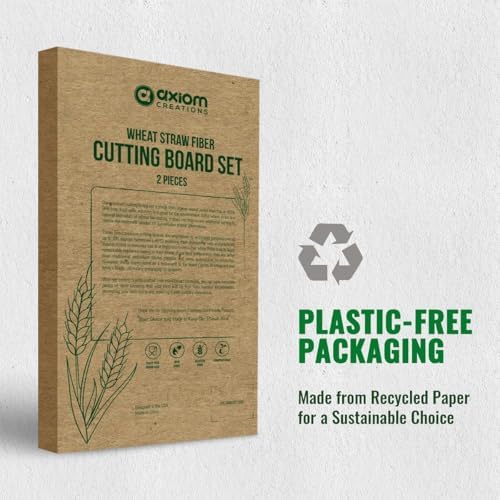 AXIOM CREATIONS 2-Piece Reversible Cutting Board Set Made with Natural Wheat Straw Fiber, Eco-Conscious Food Safe Kitchen Essentials, Gluten Free & BPA Free Chopping Boards for Kitchen - Image 7