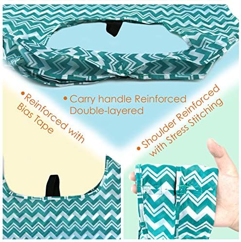 BeeGreen Reusable Grocery Bags Lightweight Durable Shopping Bags Washable Foldable 12 Pack Xlarge Classic Geometric Design Gift Tote Grocery Bags with Elastic Band and Separated Zipper Storage Pouch - Image 6