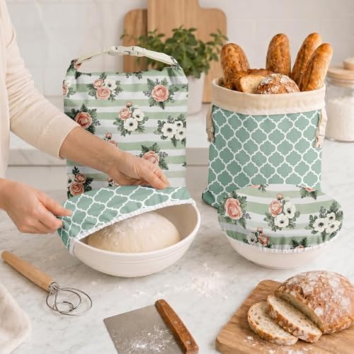 Britimes Reusable Bread Bags Set, Beeswax, XL, Zero Waste, Floral Clover - Image 7
