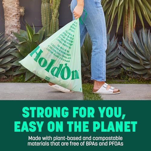 HoldOn Compostable Tall Kitchen Drawstring Bags - 13 Gallon, 40 Count - Image 6