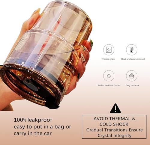 BLUEPOLAR 13oz/400ml Glass Water Tumbler with Straw and Lid Sealed Carry On Thick Wall Iced Coffee Cup Glass Cup for Water, Iced Tea Fruit Juice Etc (Amber-4Pack) - Image 6