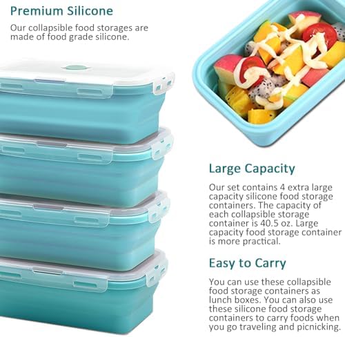 Alimat PluS 40.5oz Collapsible Silicone Food Storage Containers 4 Pack - Image 6