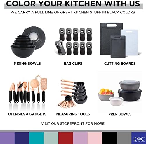 COOK WITH COLOR Bamboo Kitchen Utensil Set with Drawer Organizer | Cooking Tools and Storage Caddy, Black, 18 Piece Gadget Set - Image 7
