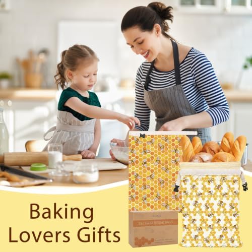 Beeswax Bread Bags for Sourdough Homemade - 2 Pack Hamdwerk Reusable Organic Linen Cotton Bread Bags Wraps Keeper with Detachable Liner for Food Storage Freezer Friendly Keep Fresh, 17" x 12.5" - Image 6