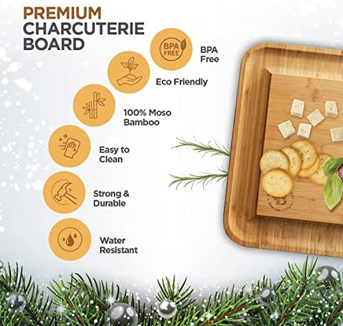 Charcuterie Boards Gift Set, Bamboo Cheese Board with Serving Accessories - Image 6