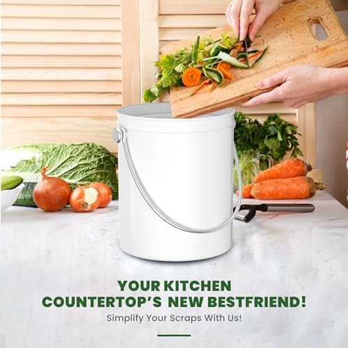 Utopia Kitchen Countertop Compost Bin 1.3 Gallon, Stainless Steel, White - Image 6