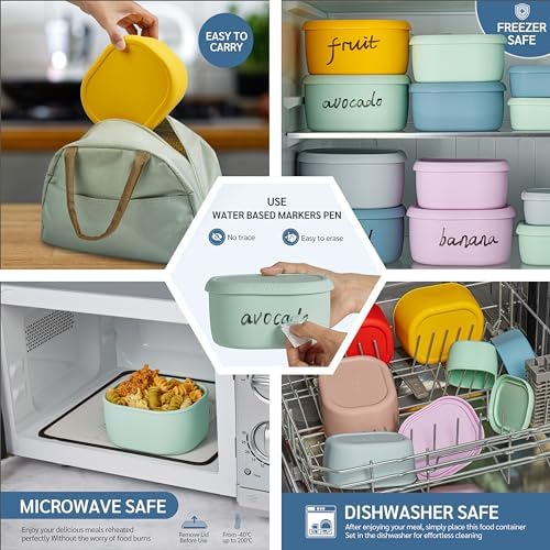 ISSEVE 12Pcs/Set Nesting Silicone Food Storage Containers with Lids - Image 6