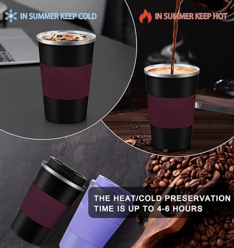 KETIEE Travel Mug 12oz, Insulated Coffee Mug with Leakproof Lid, Travel Coffee Mug Vacuum Stainless Steel Double Walled Reusable Coffee Cup for Hot and Iced Coffee Tea Water - Image 6