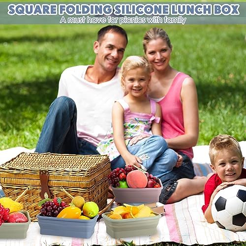 Mifoci 6 Pcs Silicone Containers for Food Collapsible Food Storage Containers with Airtight Lids Stacking Leftover Foods Storage Lunch Box for Freezer Microwave Dishwasher Safe(Morandi,40.5 oz) - Image 6