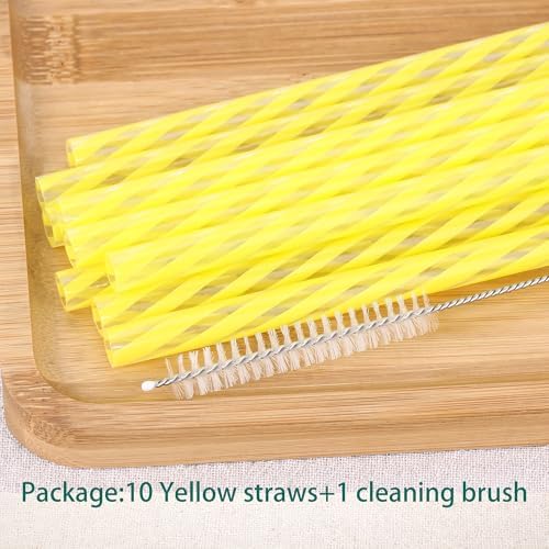 Dakoufish Replacement Straws for StanleylOwalalHydro Jug 40oz 30oz Tumbler,10 Pack 12 Inch Yellow Reusable Straws With Cleaning Brush For Stanley Simple Modern Cup,Dishwasher Safe. - Image 6