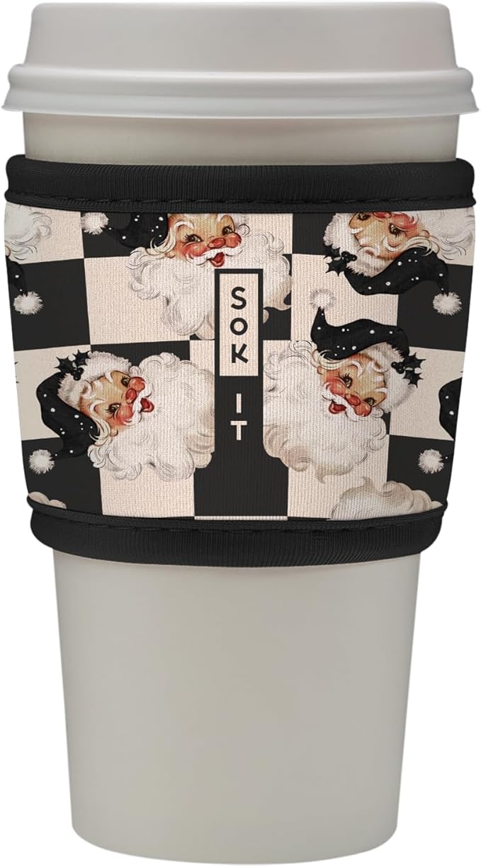 Sok It HotSok Coffee & Tea Reusable Insulated Neoprene Cup Sleeve (Checkin' It Twice)
