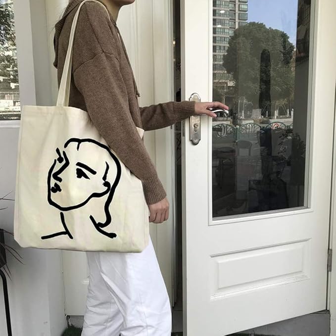 Faylapa 12 Pack Canvas Tote Bags, Heavy Duty Reusable Grocery Shopping Bag 13.6"x 15.3" Blank Cotton Bags for Decorating Christmas Crafts DIY, Painting(Beige)