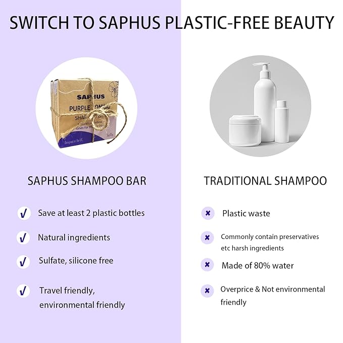 Sulfate Free Brass Toning Purple Shampoo Bar and Conditioner Set for Blonde, Bleached, Silver, or Brown Hair, Neutralizes Brassy Yellow Orange Tones, 6 oz