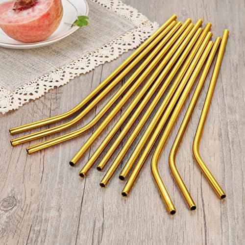 20 Pcs Gold Reusable Stainless Steel Straws,10.5" & 8.5" Reusable Drinking Straws with 20 Silicone Tips 5 Straw Brushes 1 Travel Case,Eco Friendly Extra Long Metal Straw for 20 24 30 oz Tumbler - Image 7