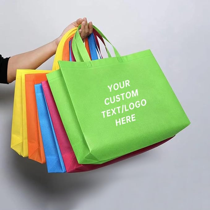 Custom Tote Bags Set of 50, Bulk Pack Grocery Shopping Travel Business Activities advertisement Reusable Bag