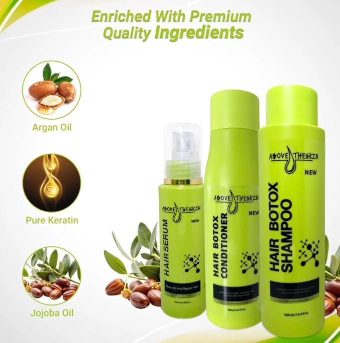 Hair Botox Set ( Shampoo, Conditioner, Leave-in Conditioner, Serum) Keratin Hair Treatment Made by UK Hair Professionals