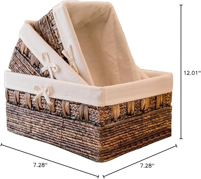 Handmade Woven Maize and Hyacinth Storage Basket,Kingwillow, (Set of 3)