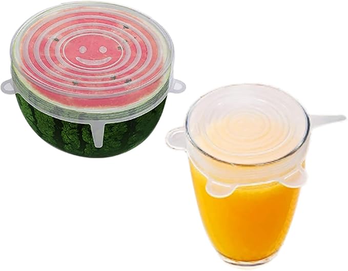 6PCS Sealed Lid White Silicone Bowl Covers 6 Reusable Food Storage Covers in Different Sizes to Fits Most Containers