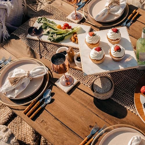 Cambridge Bamboo Plastic Handle 20-Piece Silverware Set for 4, Flatware - Image 7