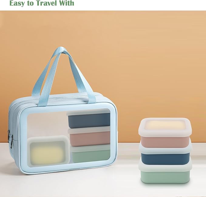 OLAMAR Portable Travel Soap Case with Draining Layer,Enhanced Leak Proof Silicone Travel Soap Container,Shatterproof Soap Holder for Traveling, Camping, Gym, Dorm, Bathroom (Green, Small)