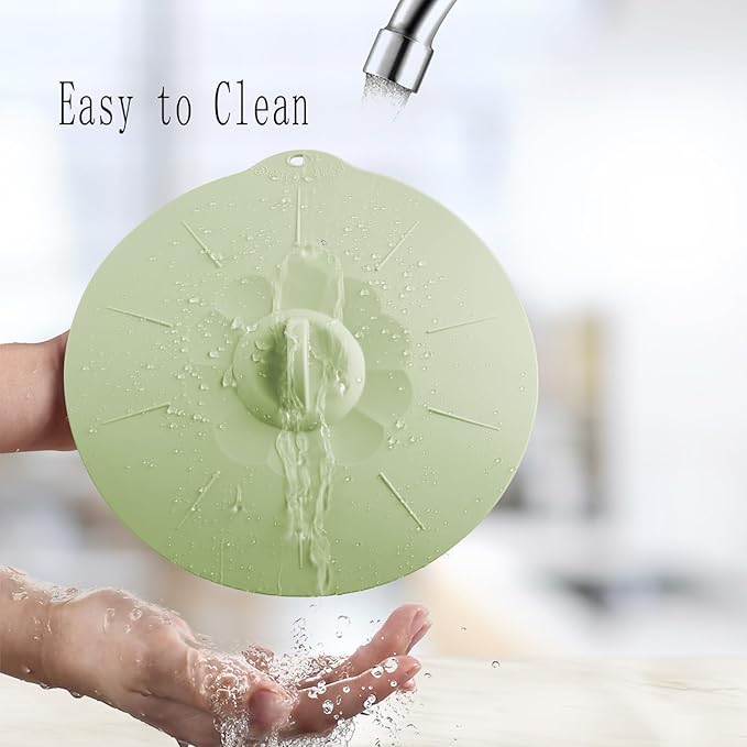 4 Pack 5.9" Silicone Lids for Cups Bowls Plates Pans, Microwave Splatter Cover, Kitchen Containers Lids Cover for Food Storage,Light Green Small