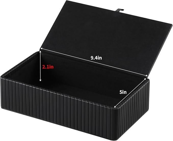 PU Leather Short Tissue Box Cover Rectangle, Small Tissue Box Holder with Magnetic Closure, Decorative Rectangular Tissue Holder for Bathroom Car Office (Black)
