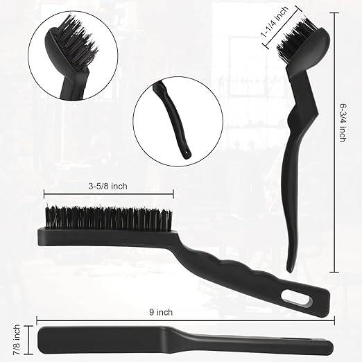 Wire Brushes Pack of 6. for Cleaning Welding Slag, Rust and Dust. 9" and 6-3/4" Brass, Nylon, Stainless Steel Brushes with Rigid Handle