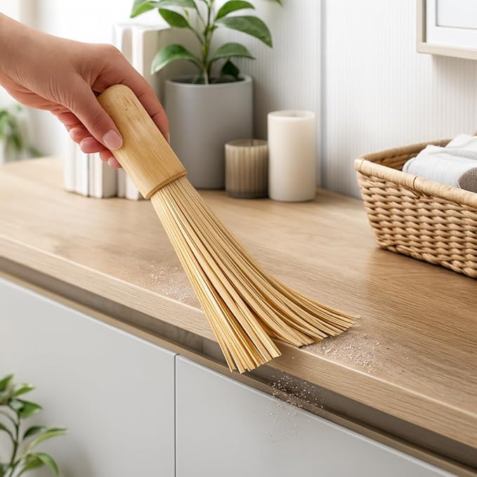 Natural Bamboo Kitchen Brush – Multi-Purpose Crumb Brush for Counters, Tables & Shelves | Eco-Friendly, Durable, Lightweight | Set of 2 (9 Inch)